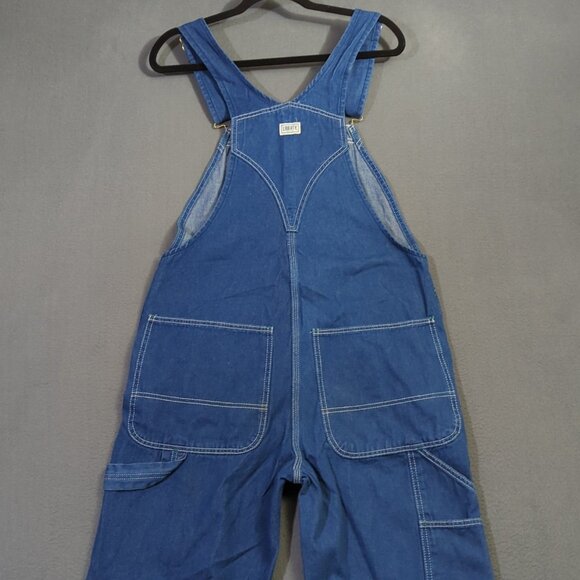 Liberty Denim Bib Overalls Men's 34x30 Blue Carpenter Loop Uneven Inseam Length - Picture 12 of 14